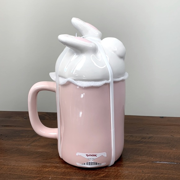 Rae Dunn “Bunny Buns” Pink Mug with Bunny Rabbit Tail Topper Set - Picture 7 of 12